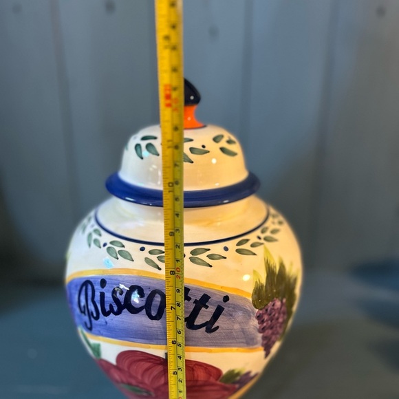 Vintage 13 " Ceramic Biscotti Fruit Design Jar -Vase - Great Condition - Picture 11 of 12